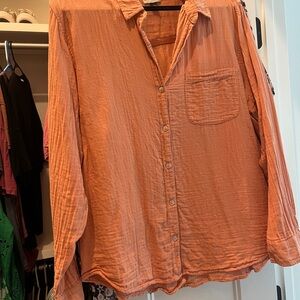 Casual Orange Button-Up Shirt